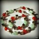 Komplet biżuterii z rudego agatu i zielonego kwarcu lodowego