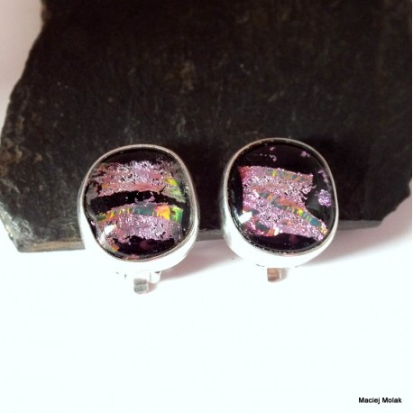 227. Klipsy srebrne ze szkłem