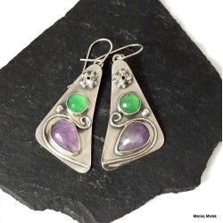 352. Kolczyki z ametystem i agatem