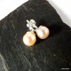 363. Kolczyki srebrne z łososiową perełką