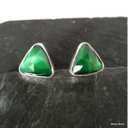 366. Kolczyki srebrne z zielonym tygrysim okiem