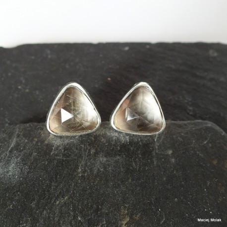 369. Kolczyki srebrne z kwarcem dymnym